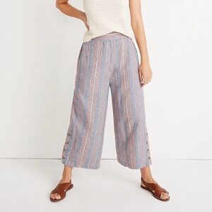 Madewell Side Button Huston Pull On Crop Pants in Rainbow Stripe - M